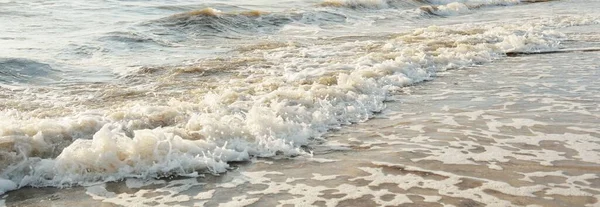 Ostseeküste Nach Dem Sturm Sonnenuntergang Sanftes Goldenes Sonnenlicht Oberflächenstruktur Des — Stockfoto