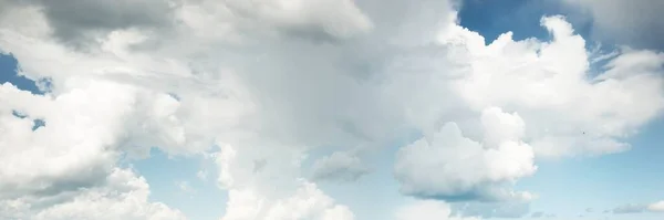 Ornamental clouds. Dramatic sky. Epic storm cloudscape. Soft sunlight. Panoramic image, texture, background, graphic resources, design, copy space. Meteorology, heaven, hope, peace concept