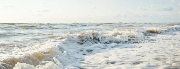 Côte Mer Baltique Après Tempête Coucher Soleil Doux Soleil Doré — Photo