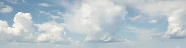 Ornamental clouds. Dramatic sky. Epic storm cloudscape. Soft sunlight. Panoramic image, texture, background, graphic resources, design, copy space. Meteorology, heaven, hope, peace concept