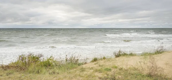 Baltic Sea Shore Beach Storm Sand Dunes Dune Grass Dramatic — Stockfoto