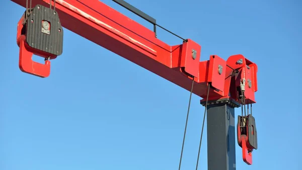 Close Modern Lifting Crane Yacht Marina Transportation Port Service Repair — Stok fotoğraf