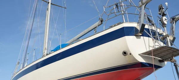 Crociera Piedi Barca Vela Piedi Terra Porto Turistico Yacht Trasporti — Foto Stock