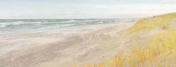 Baltic Sea Coast Sand Dunes Storm Sunset Clear Sky Glowing — Fotografia de Stock