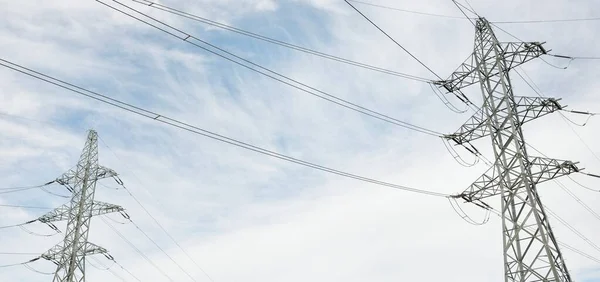 Electricity Power Line Dramatic Sky Concept Urban Landscape Energy Power — Stockfoto