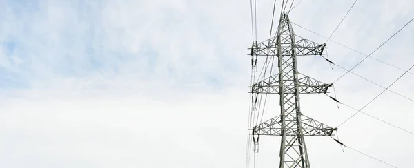 Linha Eléctrica Eléctrica Céu Dramático Conceito Paisagem Urbana Energia Geração — Fotografia de Stock