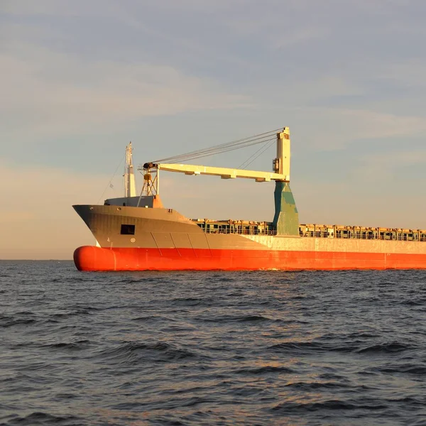 Groot Kraanschip Algemene Lading 146 Meter Lengte Varen Een Open — Stockfoto