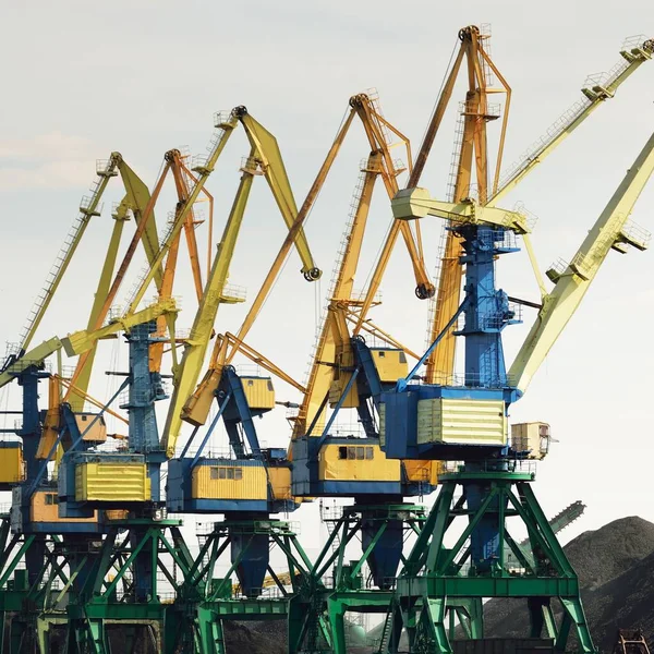 Modern Coal Terminal Riga Latvia Cranes Close Baltic Sea Freight — Stock Photo, Image