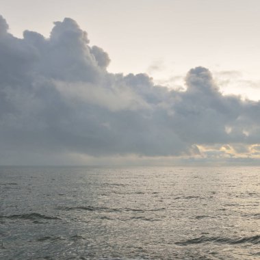 Baltic sea after the storm. Sunset. Picturesque panoramic scenery, seascape. Nature, environment, rough weather, climate change
