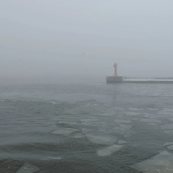 Mer Baltique Dans Brouillard Vagues Éclaboussures Eau Tempête Textures Naturelles — Photo