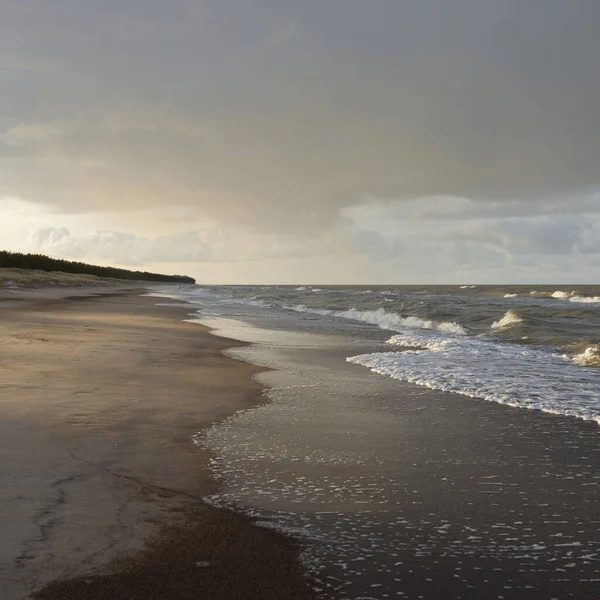 Riva Del Mar Baltico Dune Sabbia Tramonto Luce Solare Soffusa — Foto Stock