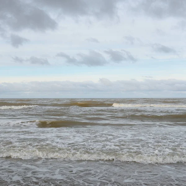 Панорамний Вид Балтійського Моря Піщаного Берега Піщані Дюни Драматичне Небо — стокове фото