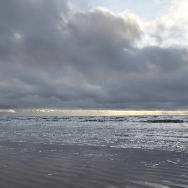 Baltic Sea Storm Soft Sunset Light Dramatic Glowing Clouds Seascape — 스톡 사진