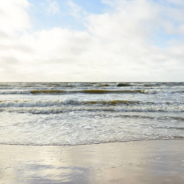 Vista Panorâmica Mar Báltico Partir Costa Arenosa Dunas Areia Céu — Fotografia de Stock