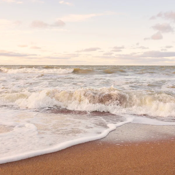 Oostzee Zandduinen Bij Zonsondergang Zacht Zonlicht Heldere Lucht Met Gloeiende — Stockfoto