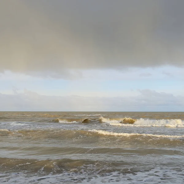 Panoramic View Baltic Sea Sandy Shore Sand Dunes Dramatic Sky — Stock Photo, Image