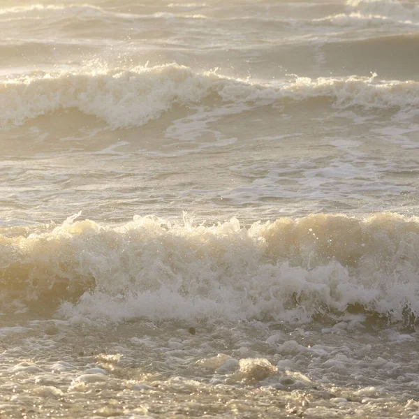 Ostseeküste Nach Dem Sturm Sonnenuntergang Sanftes Sonnenlicht Oberflächenstruktur Des Wassers — Stockfoto