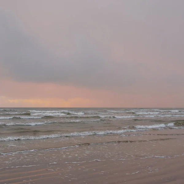 Baltic Sea Storm Sunset Picturesque Panoramic Scenery Seascape Nature Environment — стоковое фото
