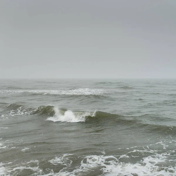 Baltic Sea Fog Waves Splashing Water Storm Natural Textures Picturesque — 스톡 사진