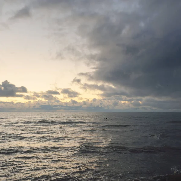 Baltské Moře Bouři Západ Slunce Malebná Panoramatická Scenérie Přímořská Pláň — Stock fotografie