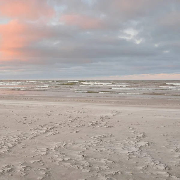 Panoramic View Baltic Sea Shore Sunset Dramatic Cloudscape Glowing Clouds — Stock Photo, Image