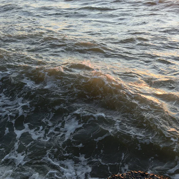 Deniz suyu yüzeyi dokusu. Yumuşak güneş ışığı. Panoramik görüntü, grafik kaynaklar. Doğa, çevre kavramları