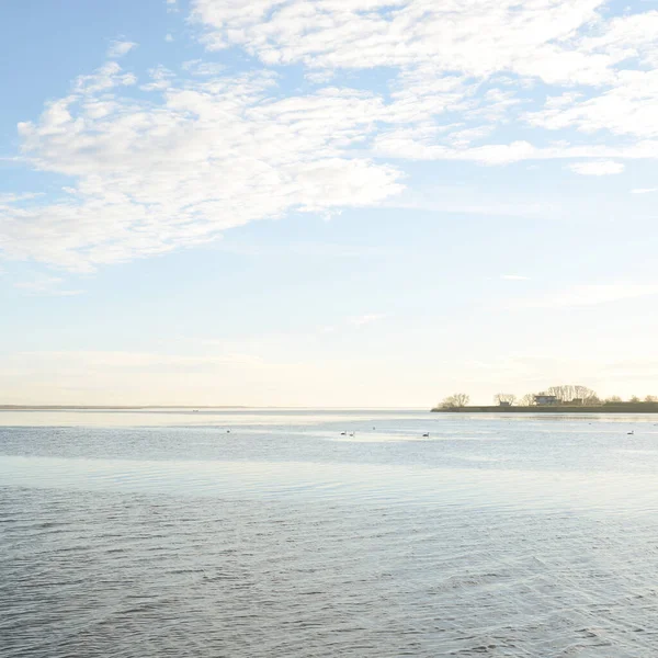 Panoramisch Uitzicht Vanuit Lucht Het Blauwe Bosmeer Rivier Bij Zonsondergang — Stockfoto