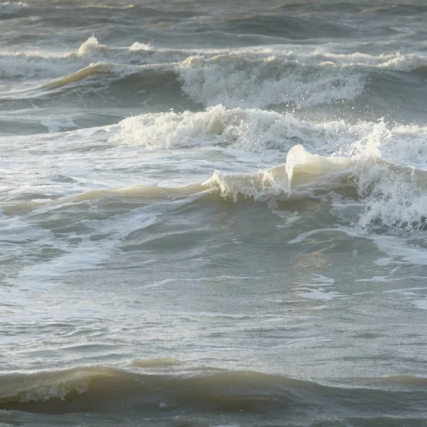 Baltic Sea Shore Storm Sunset Soft Sunlight Water Surface Texture — Photo