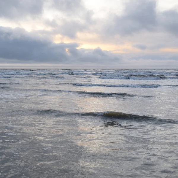 Baltic Sea Storm Soft Sunset Light Dramatic Glowing Clouds Seascape — 스톡 사진