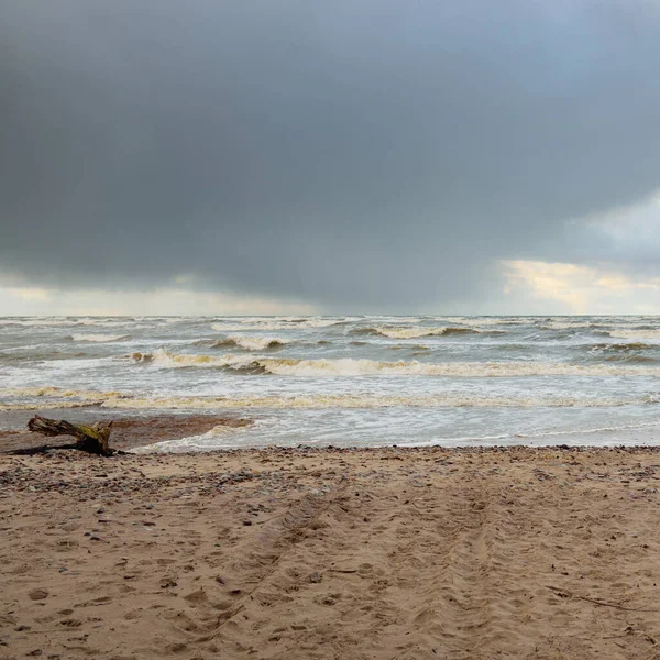 Baltic Sea Shore Sunset Beach Sand Dunes Dramatic Sky Flowing — Photo
