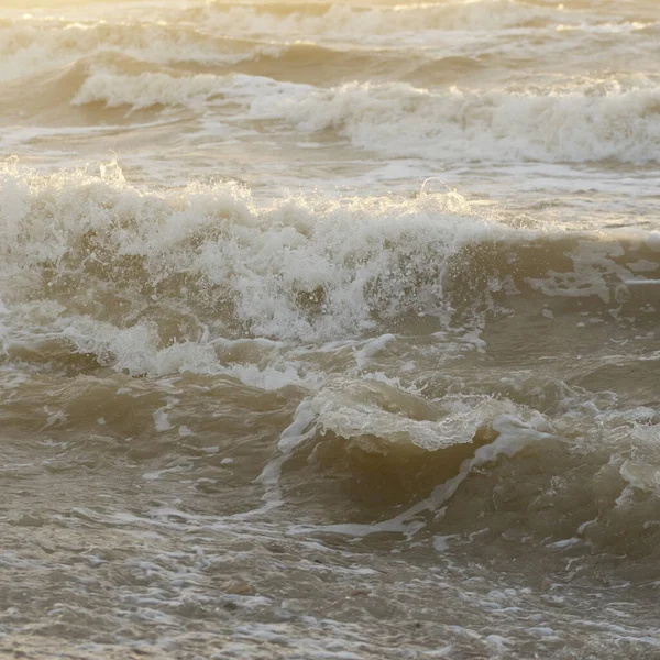 Baltic Sea Shore Storm Sunset Soft Sunlight Water Surface Texture — Photo