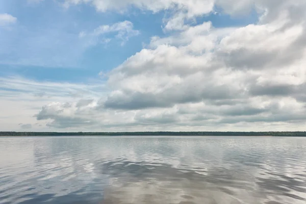 Panoramic View Shore Crystal Clear Forest Lake River Idyllic Landscape — Stock Photo, Image