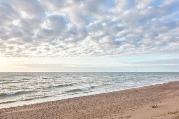 Oostzee Zandduinen Strand Storm Dramatische Hemel Gloeiende Zonsondergang Wolken Schilderachtig — Stockfoto