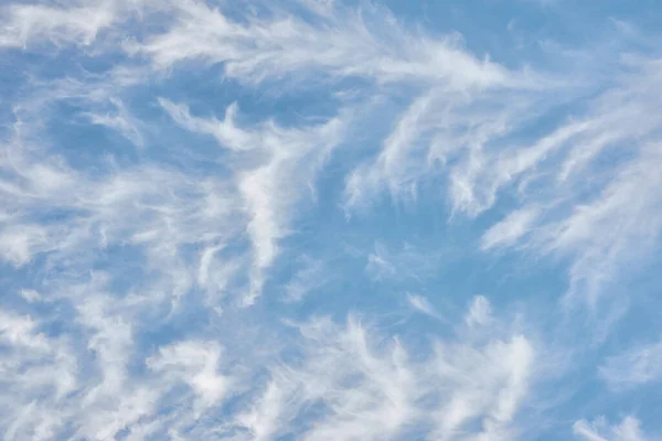 Clear Blue Sky Storm Glowing Cirrus Clouds Soft Sunset Light — Stock Photo, Image