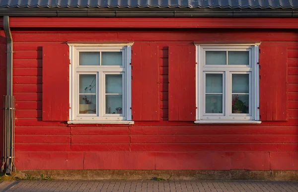 Wooden Country House Exterior Classical Building Traditions Falu Red Dye — Stock Photo, Image