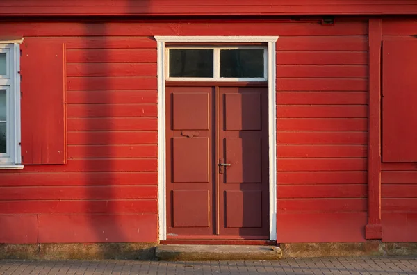 Wooden Country House Exterior Classical Building Traditions Falu Red Dye — Stock Photo, Image