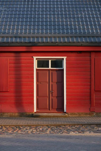 Utvändigt Trähus Landet Klassiska Byggnadstraditioner Falu Rött Färgämne Skandinavien Europa — Stockfoto