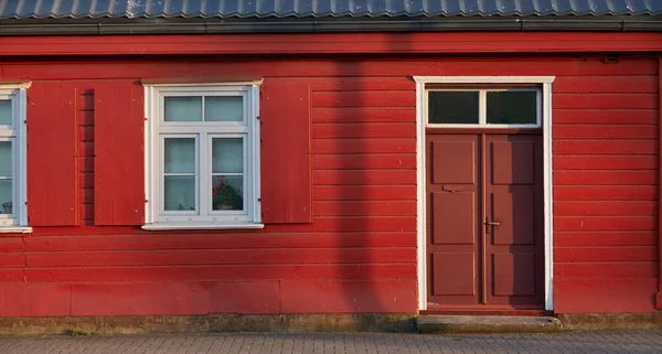 Casa Campagna Legno Esterno Tradizioni Edilizie Classiche Colorante Rosso Falu — Foto Stock