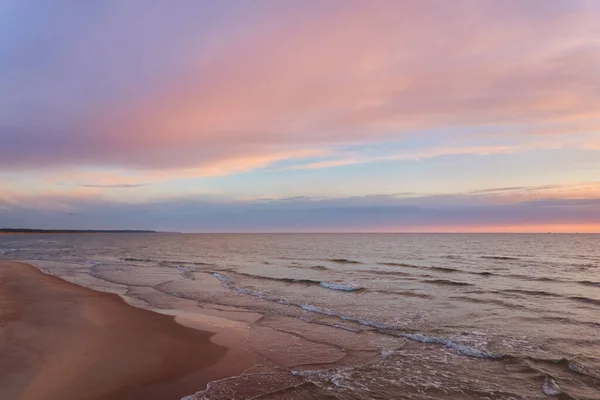 Ostseestrand Bei Sonnenuntergang Strand Sanddünen Dramatischer Himmel Blau Und Rosa — Stockfoto