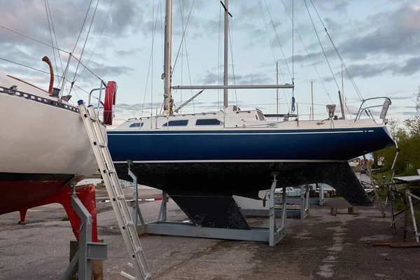 Yacht Segelboot Yachting Segelboot Yachtclub Verladung Fracht Schifffahrt Fracht Schiene — Stockfoto