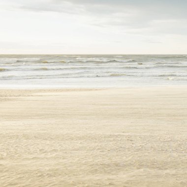 Gün batımında Baltık kıyısı. Açık günbatımı gökyüzü, parlayan bulutlar. Idyllic manzara. Doğa, tatiller, eğlence. Çevre turizmi. Panoramik görünüm