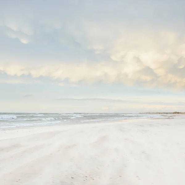 Берег Балтийского Моря Закате Ясное Закатное Небо Светящиеся Облака Идиллический — стоковое фото