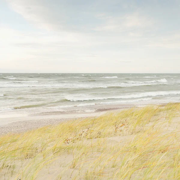 Baltic Sea Coast Sand Dunes Storm Sunset Clear Sky Glowing — Foto Stock