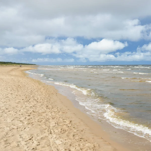 Baltic Sea Shore Sunny Day Beach Sand Dunes Dramatic Sky — Foto de Stock