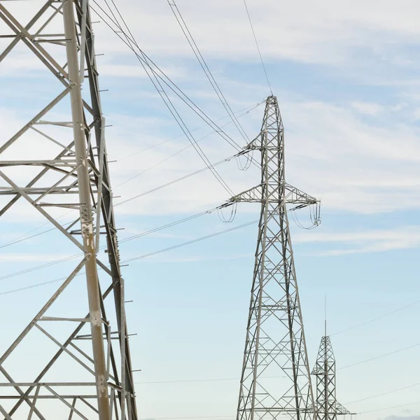 Electricity Power Line Dramatic Sky Concept Urban Landscape Energy Power — Stockfoto