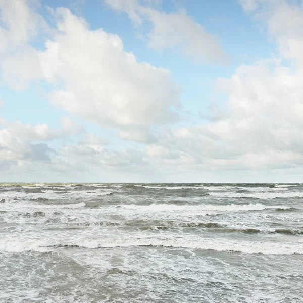 Fırtınadan sonra Baltık kıyıları (kum tepeleri, plaj). Dramatik gökyüzü, parlayan bulutlar. Resimli panoramik manzara. Doğa, çevre, ekoloji, eko-turizm, yürüyüş, keşif kavramları