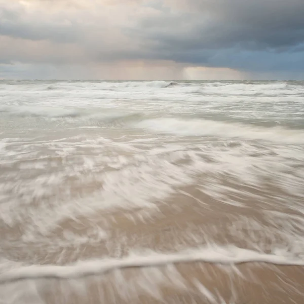 Baltic Sea Sunset Dramatic Sky Blue Pink Glowing Clouds Golden — Photo