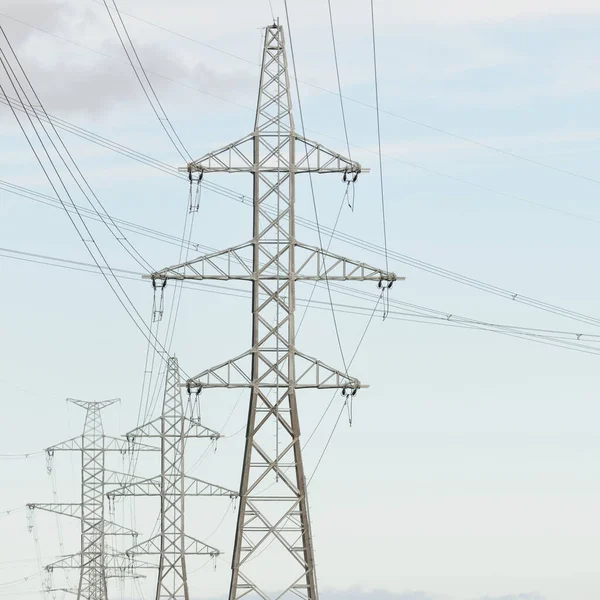 Electricity Power Line Dramatic Sky Concept Urban Landscape Energy Power — Fotografia de Stock