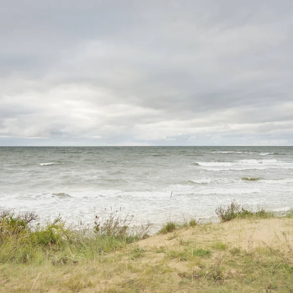 Baltic Sea Shore Beach Storm Sand Dunes Dune Grass Dramatic — Stockfoto