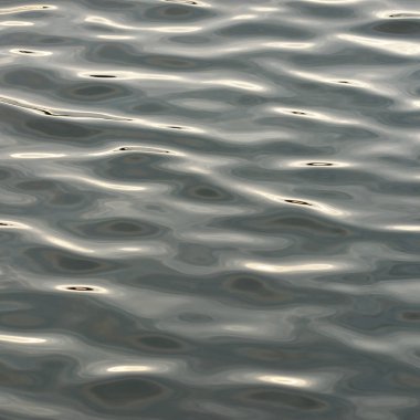 Su yüzeyi dokusu. Yumuşak gün batımı ışığı, suya yansıyan yansımalar. Doğa, çevre, deniz, okyanus, nehir, göl temaları